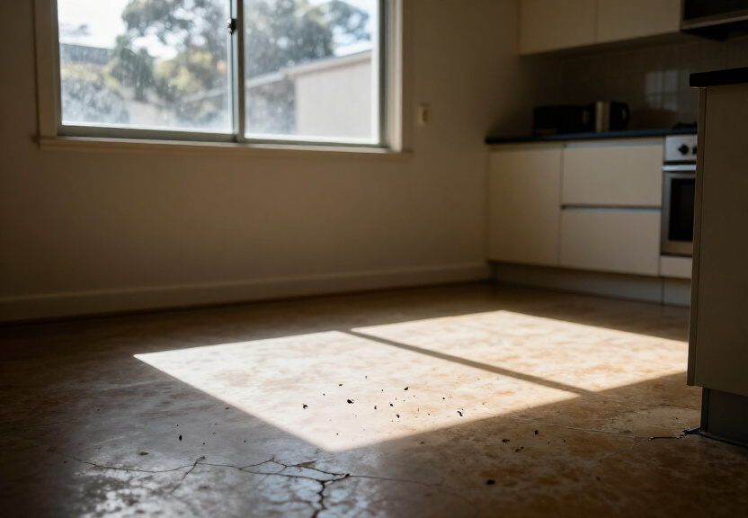 Rodent droppings in an Arncliffe storage area before treatment